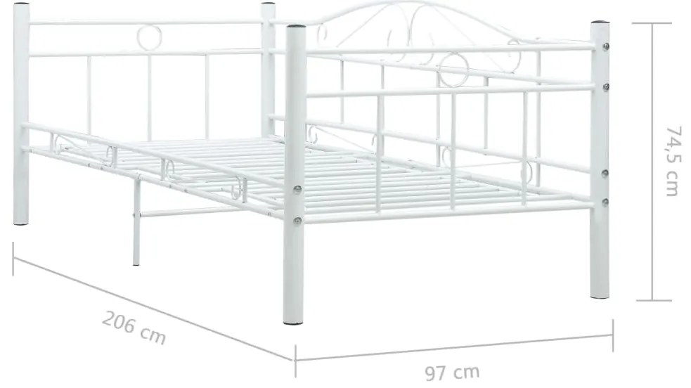 vidaXL Πλαίσιο για Καναπέ - Κρεβάτι Λευκό 90 x 200 εκ. Μεταλλικό