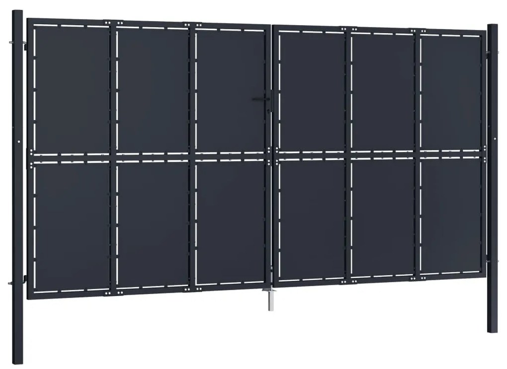 vidaXL Πόρτα Κήπου Ανθρακί 400x175 εκ. από Ατσάλι