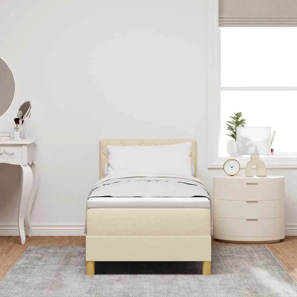vidaXL Κρεβάτι box spring με στρώμα με στρώμα Κρεμ 80 x 200 cm ύφασμα