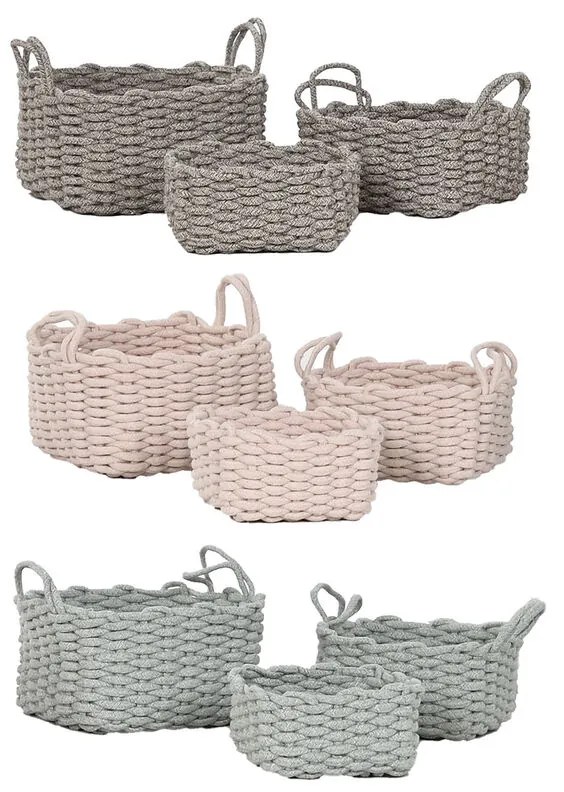 Σετ Καλαθιών Home ESPRIT Σχοινί 28 x 28 x 18 cm