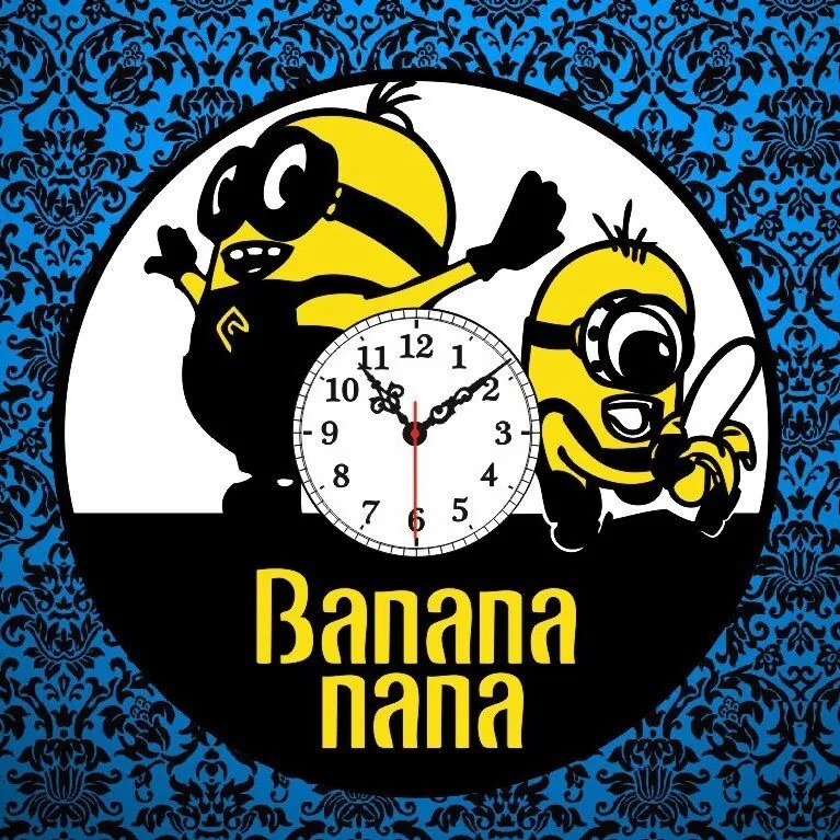 Intra απο ξύλο plywood 3mm-4mm πάχος - Ρολόι τοίχου Minions Δίασταση 30x30 cm Intraeaxys-ro6ylqm7