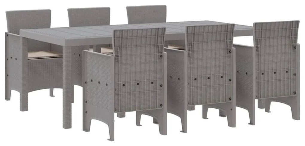 vidaXL Σέτ φαγητού για κήπο 7 pcs Ανοιχτό γκρι Rattan Polt