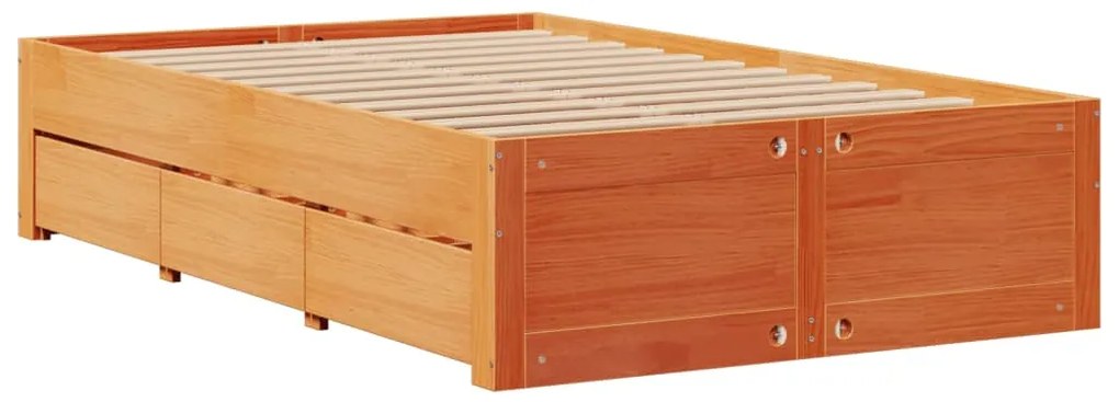vidaXL Κρεβάτι Βιβλιοθήκη Χωρίς Στρώμα 135x190 εκ Μασίφ Ξύλο Πεύκου