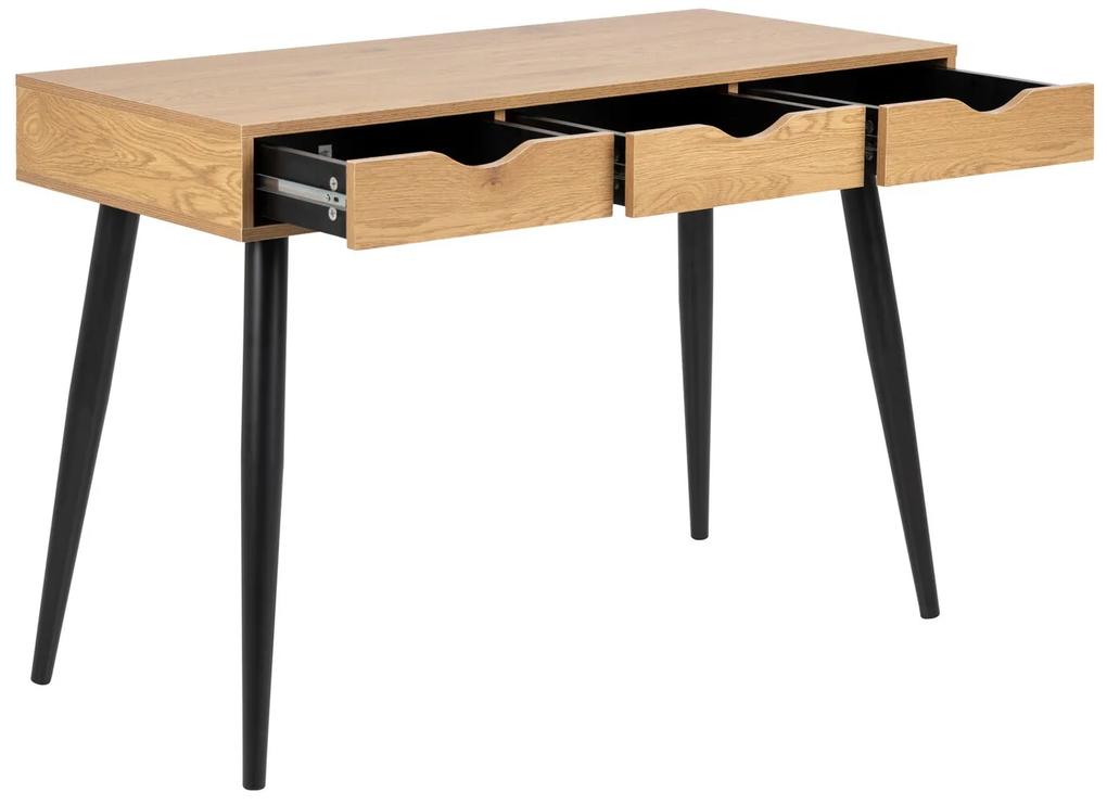 Τραπέζι γραφείου Oakland 115, Με συρτάρια, Αριθμός συρταριών: 3, 77x110x50cm, 27 kg, Άγρια δρυς, Μαύρο | Epipla1.gr