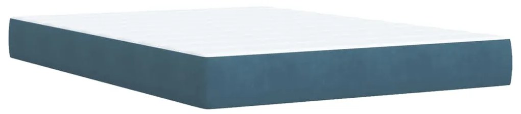 vidaXL Κρεβάτι Boxspring με Στρώμα Σκούρο Μπλε 140x190 εκ. Βελούδινο