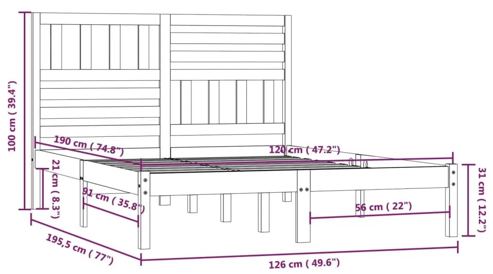 ΠΛΑΙΣΙΟ ΚΡΕΒΑΤΙΟΥ 120X190 ΕΚ ΜΑΣΙΦ ΞΥΛΟ ΠΕΥΚΟΥ 4FT SMALL DOUBLE 3100993