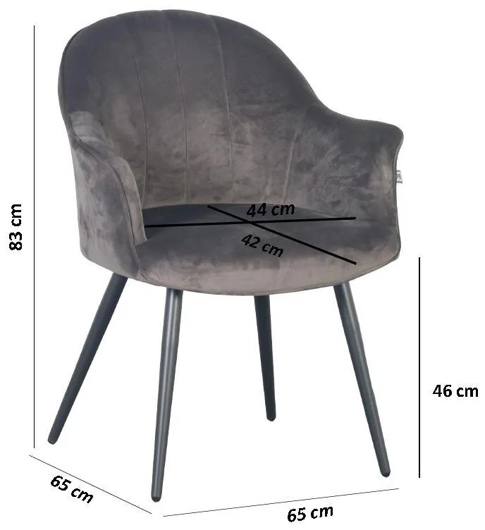 Πολυθρόνα Τραπεζαρίας C-985 Fylliana Γκρί 65x65x83εκ. 2αδα 65x65x83 εκ.