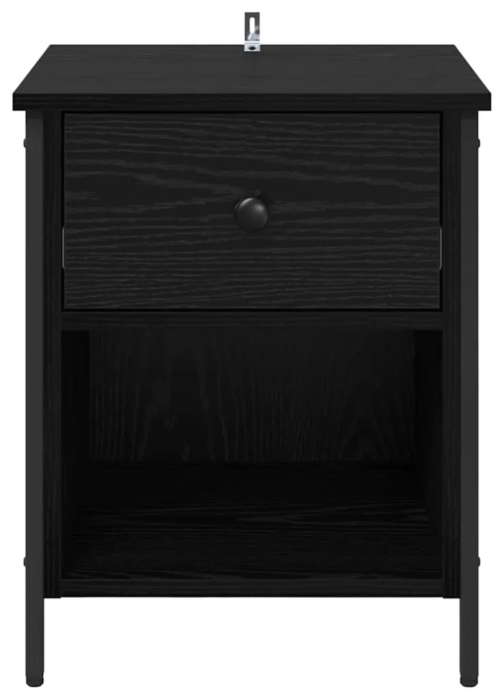 vidaXL Κομοδίνο Μαύρη δρυς 40 x 42 x 50 cm Επεξεργασμένο ξύλο