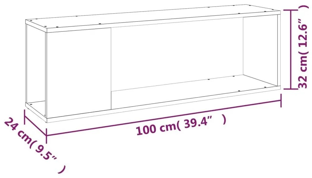 Έπιπλο Τηλεόρασης Γκρι Sonoma 100x24x32 εκ. Επεξεργασμένο Ξύλο - Γκρι