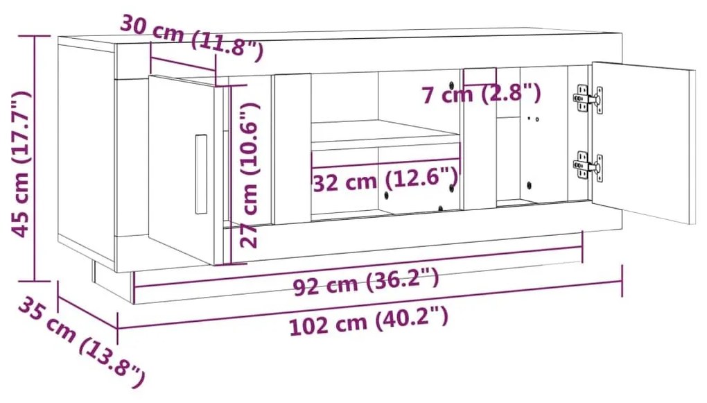 Έπιπλο Τηλεόρασης Sonoma Δρυς 102 x 35 x 45 εκ. Επεξεργ. Ξύλο - Καφέ