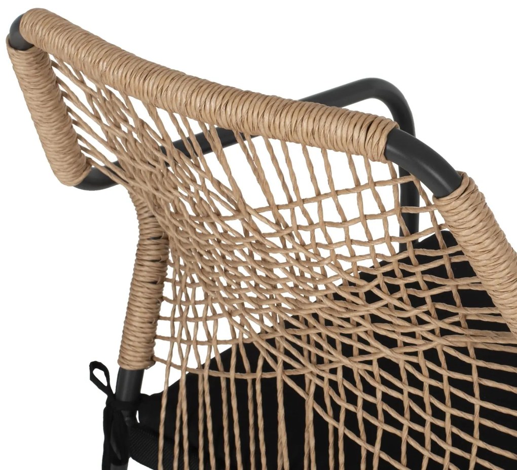 Καρέκλα - Πολυθρόνα TROTTER C5865.11 Γκρί Αλουμινίου με Μπέζ Wicker και Μαύρο Μαξιλάρι 55x61x84 εκ.