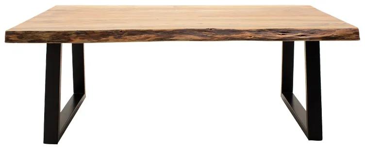 Τραπέζι σαλονιού Miles pakoworld μασίφ ξύλο 4εκ καρυδί-πόδι μαύρο 115x72x41εκ - Ξύλο - 113-000004