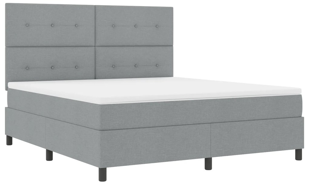 vidaXL Κρεβάτι Box Spring με Στρώμα Ανοιχτό Γκρι Σούπερ Βασιλικό Ύφασμα