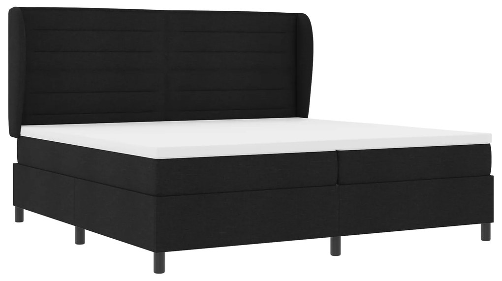 vidaXL κρεβάτι Box Spring με στρώμα Μαύρο 200x200 εκ. Υφάσματος