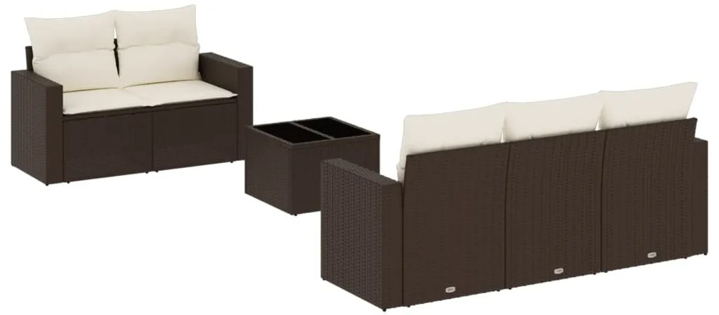 vidaXL Σαλόνι Κήπου Σετ 6 Τεμαχίων Καφέ Συνθετικό Ρατάν με Μαξιλάρια