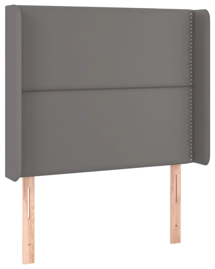 vidaXL Κρεβάτι Boxspring με Στρώμα & LED Γκρι 90x190 εκ. Συνθ. Δέρμα