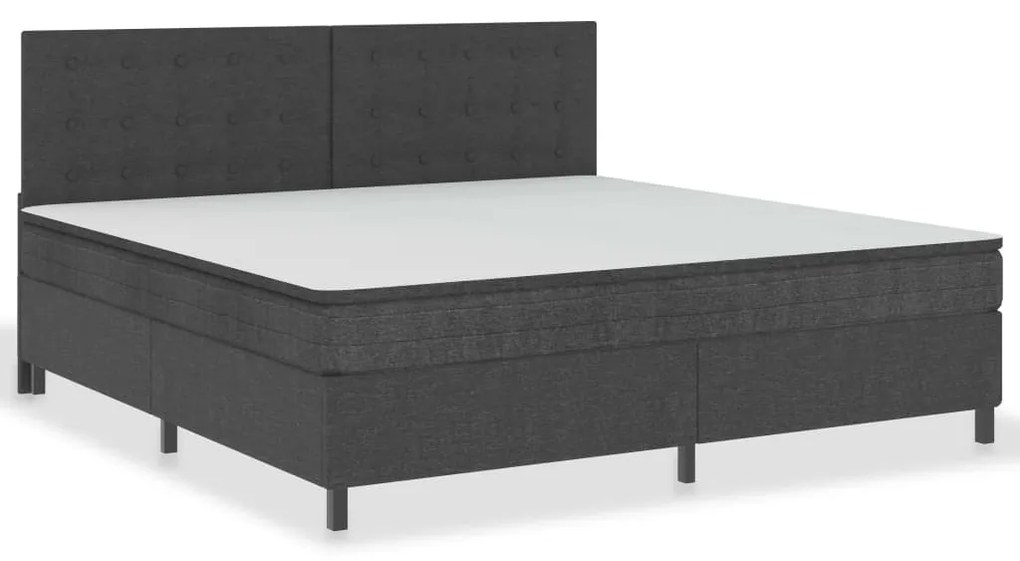 vidaXL Κρεβάτι Boxspring Σκούρο Γκρι 200 x 200 εκ. Υφασμάτινο