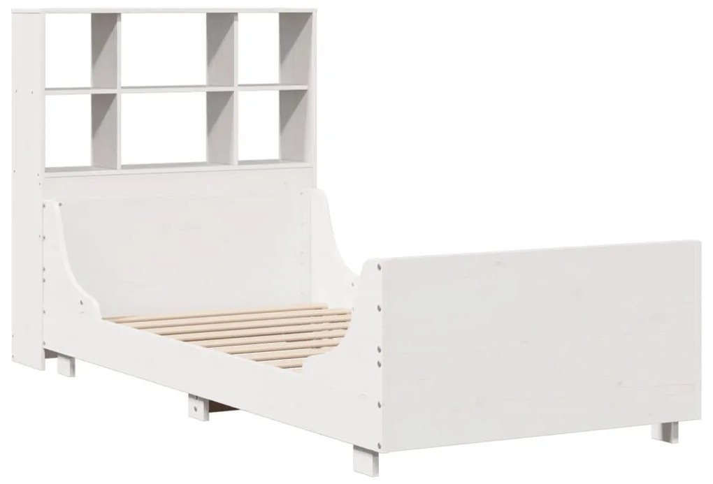 vidaXL Κρεβάτι Βιβλιοθήκη Χωρίς Στρώμα Λευκό 90x190 εκ Μασίφ Πεύκο