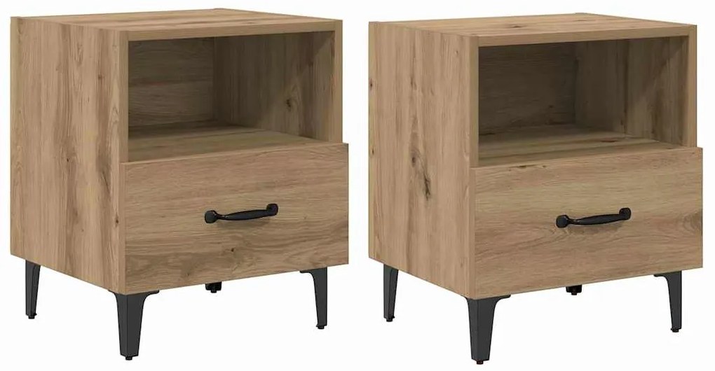 vidaXL Κομοδίνο με συρτάρι 2 pcs artisan δρυς 40 x 35 x 47.5 εκ