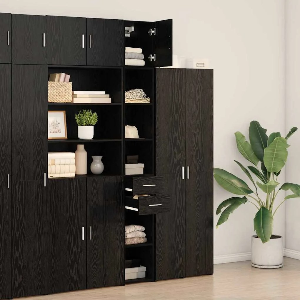 vidaXL Λεπτός Ντουλάπι Αποθήκευσης Μαύρη δρυς 30 x 42.5 x 225 εκ