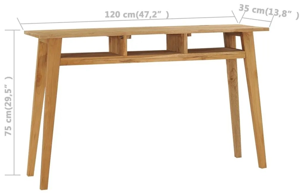 Τραπέζι Κονσόλα 120 x 35 x 75 εκ. από Μασίφ Ξύλο Teak - Καφέ