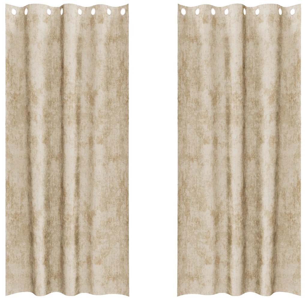 vidaXL κουρτίνες Velvet 2 τμχ με τσιμπίδες Κρεμ 260x140 εκ.