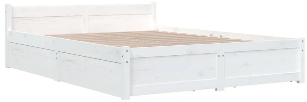 vidaXL Πλαίσιο Κρεβατιού Με Συρτάρια Λευκό 135 x 190 εκ. Double