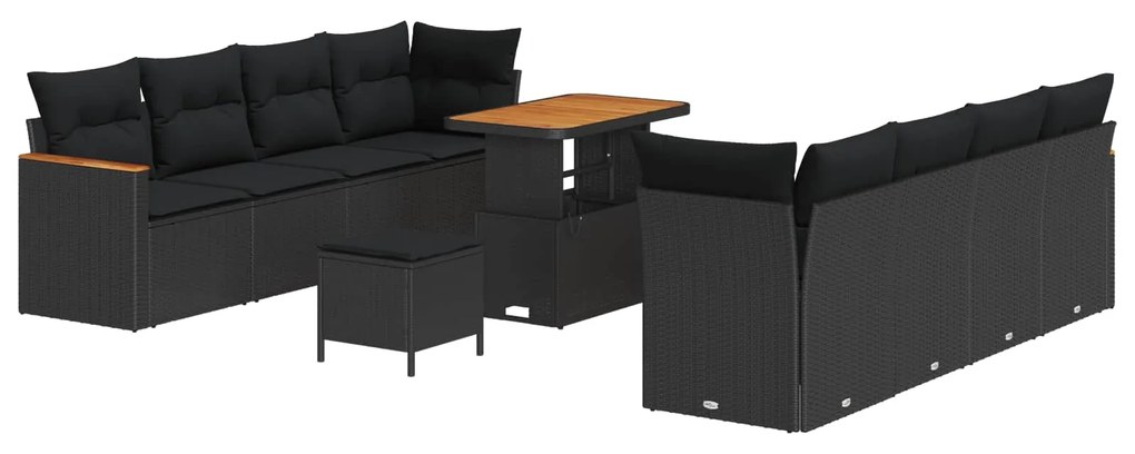 Σετ Καναπέ Κήπου 11 pcs Μαύρο συνθετικό ρατάν