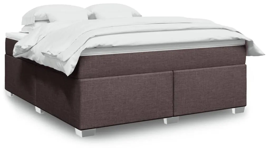 Κρεβάτι Boxspring με Στρώμα Σκούρο Καφέ 180x200 εκ Υφασμάτινο - Καφέ