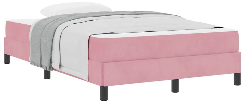 vidaXL Κρεβάτι box spring με στρώμα Ροζ 120 x 200 cm Βελούδο