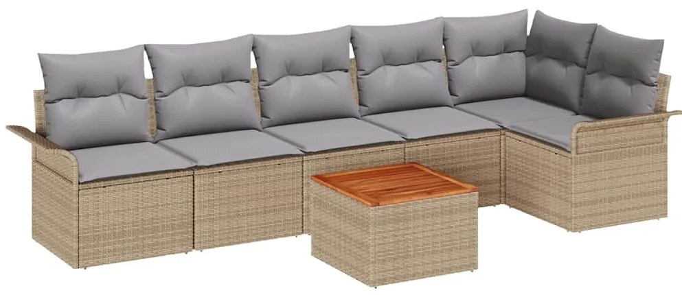 vidaXL Σετ Καναπέ Κήπου με μαξιλάρι 7 pcs Μπέζ και Ανοιχτό Γκρι