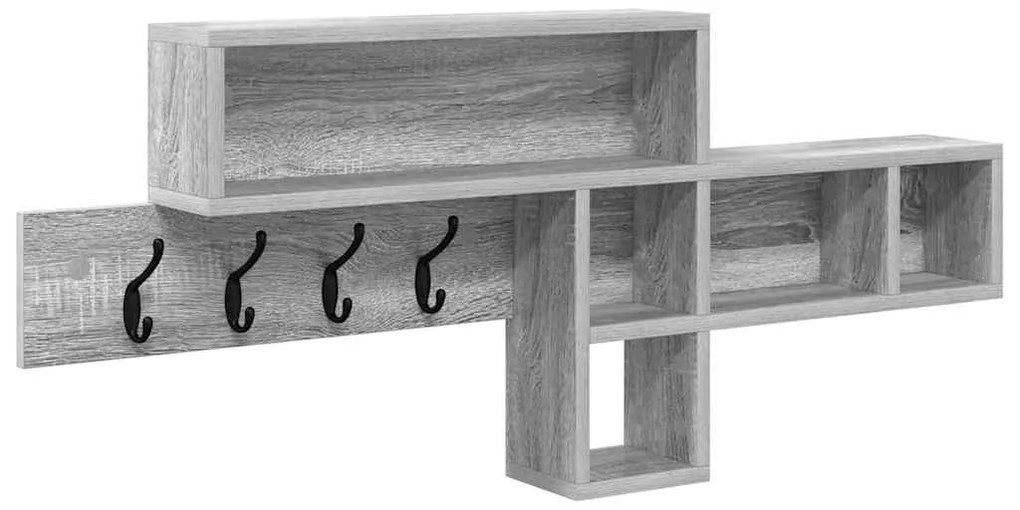 vidaXL Τοίχου Κρεμάστρα με ράφι Γκρι sonoma 100 x 12 x 43.5 εκ