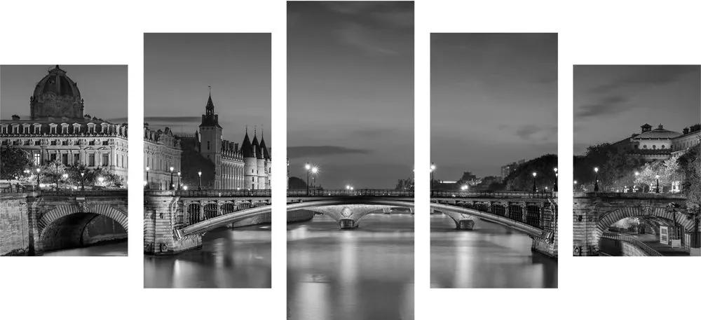 Εικόνα 5 τμημάτων Εκθαμβωτικός ορίζοντα του Παρισιού σε ασπρόμαυρο - 100x50