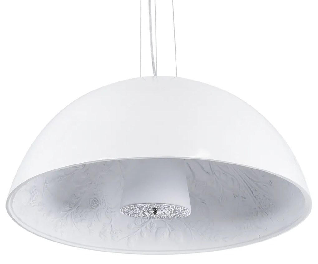 GloboStar® SERENIA WHITE 01271 Μοντέρνο Κρεμαστό Φωτιστικό Οροφής Μονόφωτο Λευκό Γύψινο Καμπάνα Φ60 x Y30cm