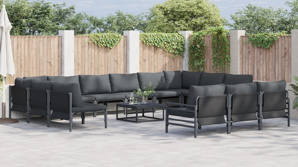 vidaXL Σετ Καναπέ Κήπου 13 pcs Ανθρακί Ατσάλι