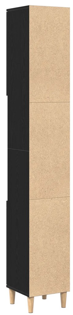 vidaXL Ντουλάπι Μπάνιου Μαύρο Δρυς 30x30x190 εκ Επεξεργασμένο Ξύλο