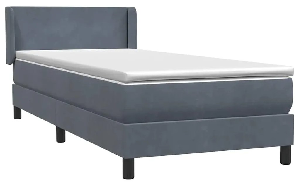 Κρεβάτι Boxspring με Στρώμα Σκούρο Γκρι 80x220 εκ. Βελούδινο - Γκρι