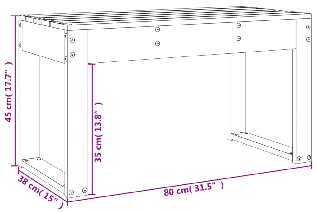 Παγκάκι Κήπου Μαύρο 80 x 38 x 45 εκ. από Μασίφ Ξύλο Πεύκου - Μαύρο