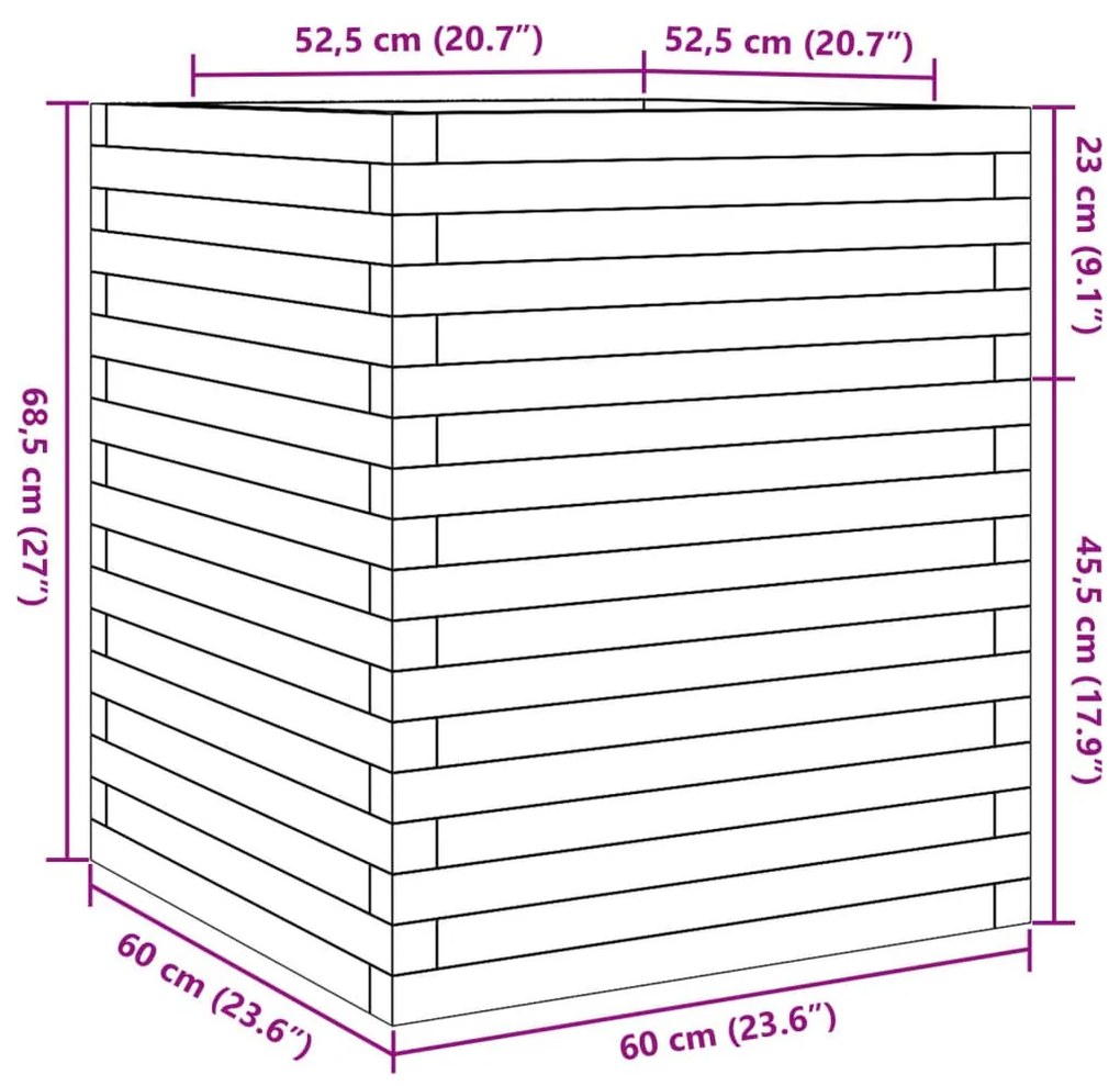 Ζαρντινιέρα Καφέ Κεριού 60x60x68,5 εκ. από Μασίφ Ξύλο Πεύκου - Καφέ