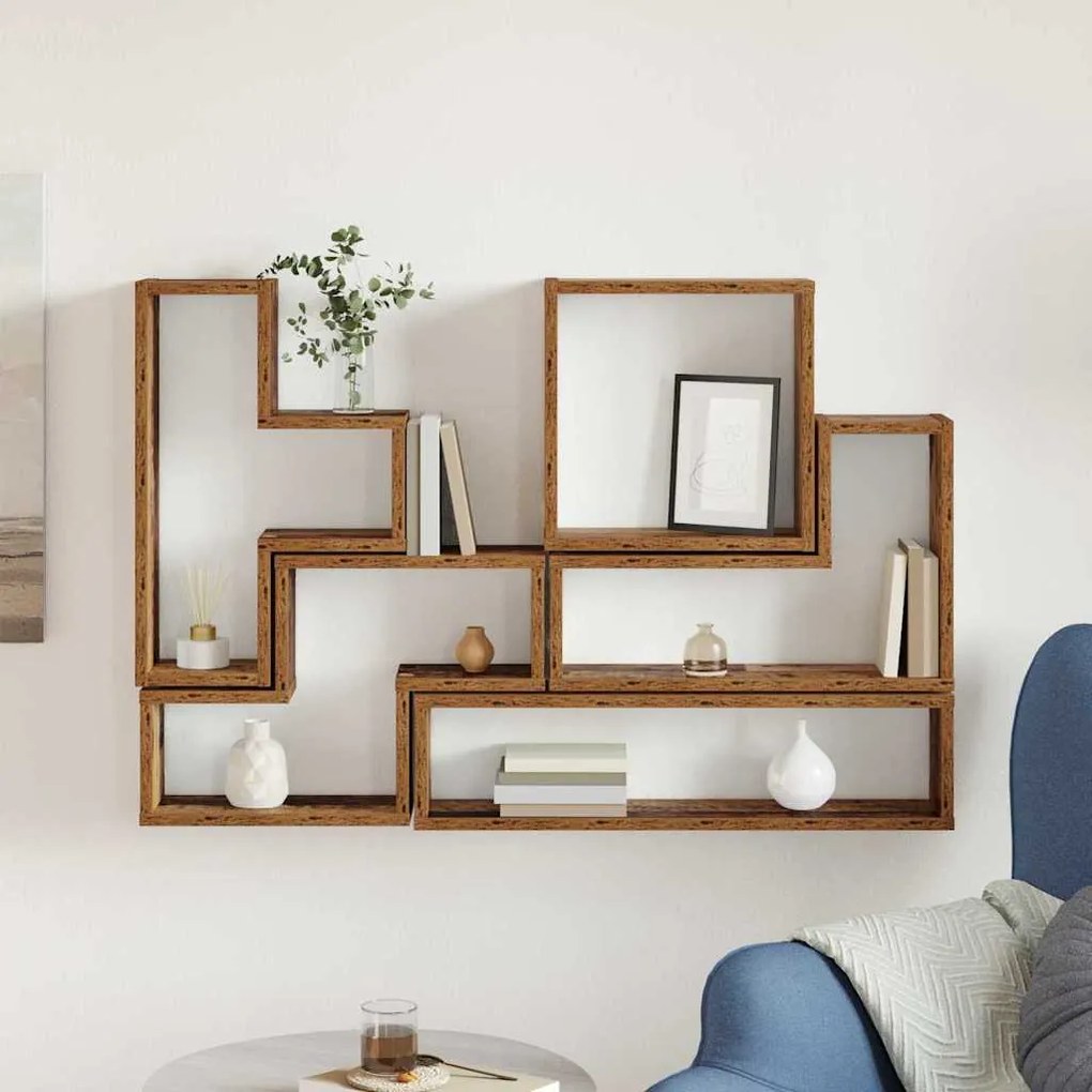 vidaXL Κύβος Τοίχου Παλαιό ξύλο 96 x 12 x 64 εκ. Επεξεργασμένο ξύλο