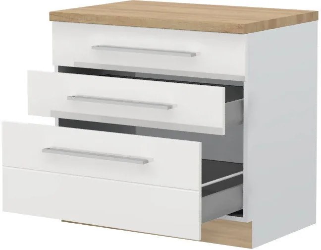 Επιδαπέδιο ντουλάπι Hudson R-90-3MBOX-Λευκό - Λευκό γυαλιστερό