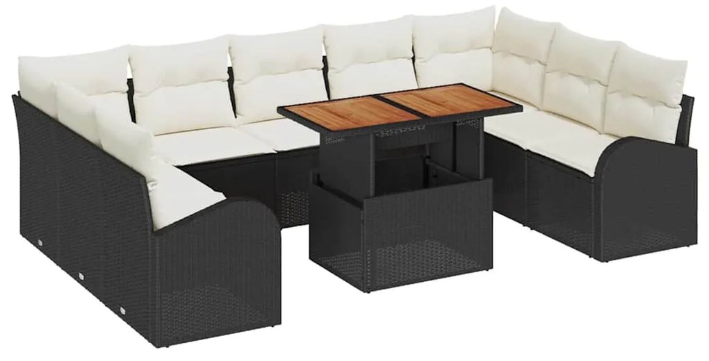 vidaXL Σετ Καναπέ Κήπου 10 pcs Μαύρο και κρεμ 100 x 55 x 73 εκ