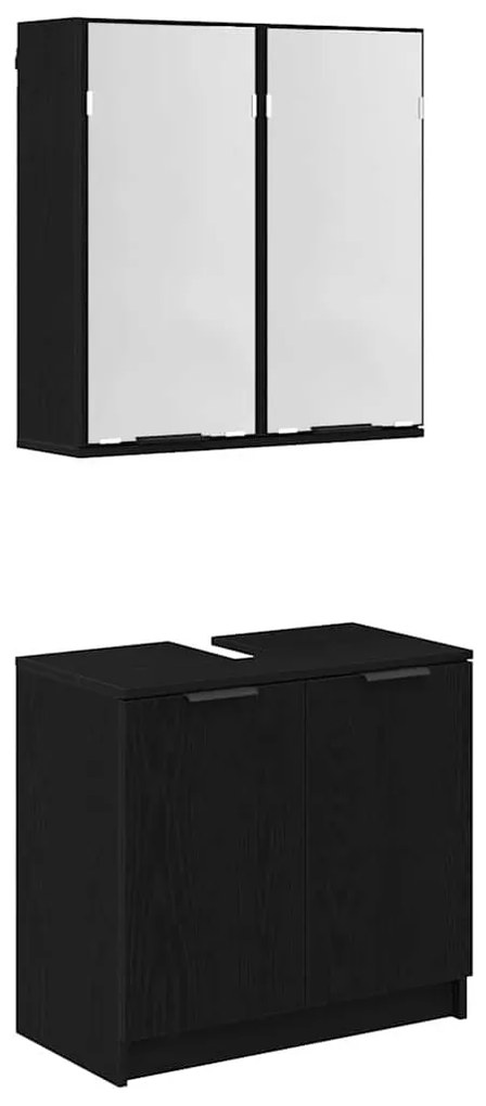 vidaXL Σετ Ντουλαπιών Μπάνιου 2 pcs Μαύρη Οξυά Επεξεργασμένο ξύλο