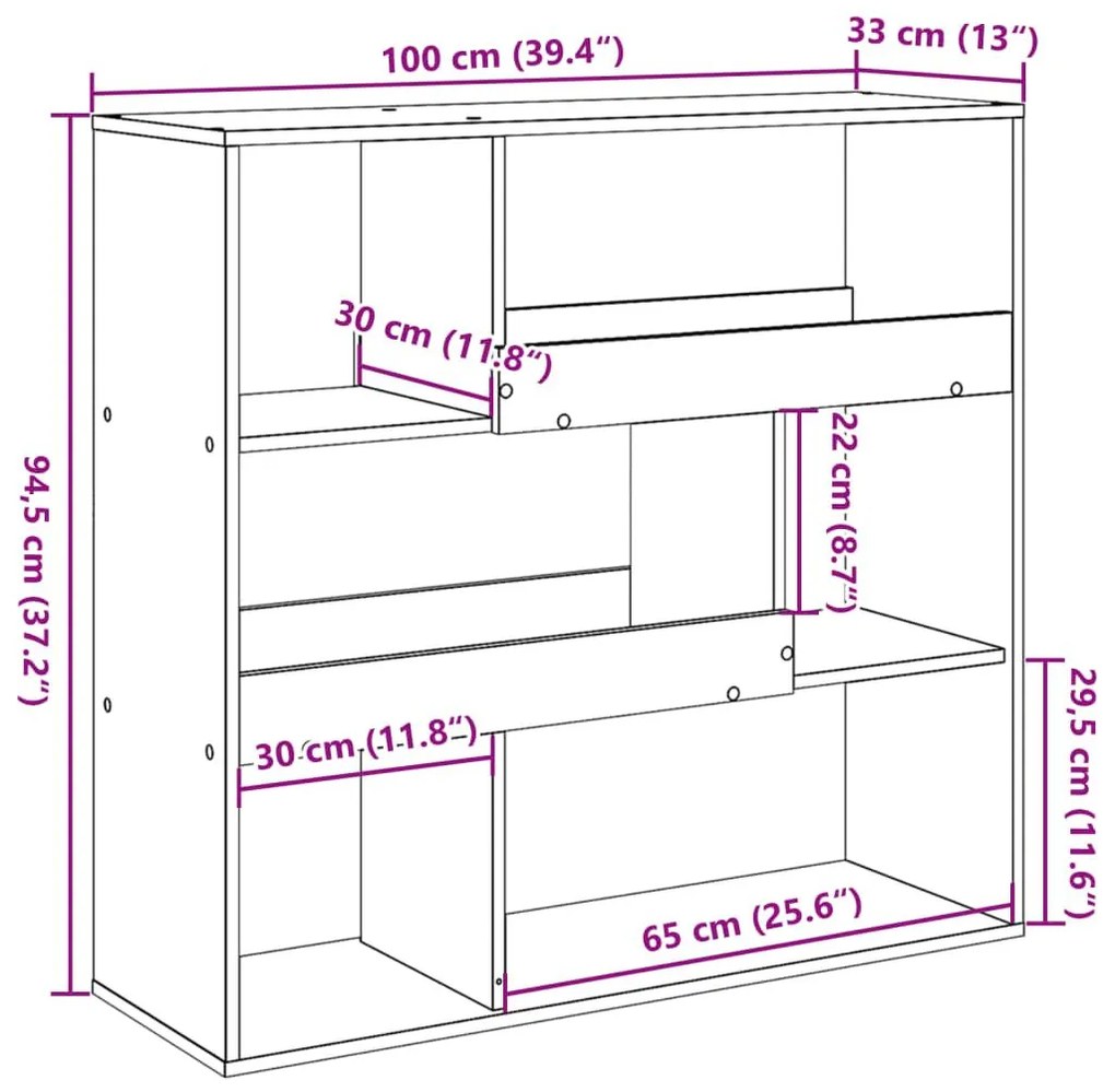 Διαχωριστικό Χώρου-Βιβλιοθήκη Λευκό 100x33x94,5 εκ. Επεξ. Ξύλο - Λευκό