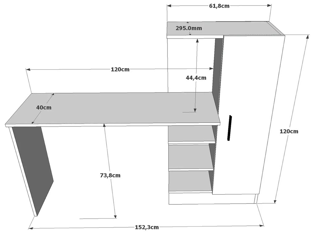 Γραφείο ArteLibre CAMDEN Πεύκο/Λευκό Μοριοσανίδα 152.3x40x120cm