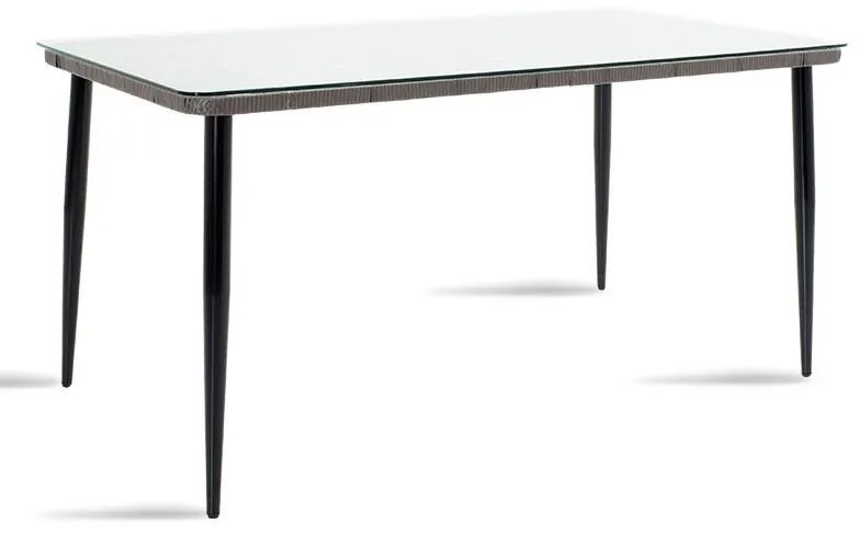 Τραπέζι Naoki μέταλλο μαύρο-pe γκρι-γυαλί 160x90x78εκ 160x90x78 εκ.