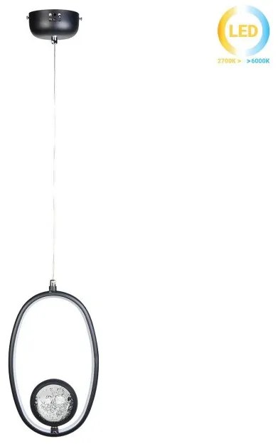 Κρεμαστό Φωτιστικό Οροφής LED 40W 18Χ7Χ32 εκ. μαύρο με γυάλινη μπάλα - GLOBOBOX 581492-581492-Μαύρο 581492