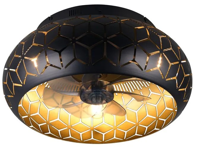 Ανεμιστήρας Reality Lighting -RL BIDAR R61574080 Μαύρο Ματ (Black Mat) και Χρυσό Χρώμα (Gold Coloured)