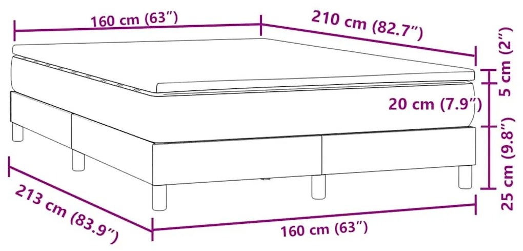 Κρεβάτι Boxspring με Στρώμα Μαύρο 160x210 εκ. Βελούδινο - Μαύρο