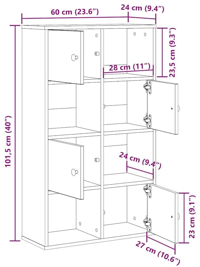 Βιβλιοθήκη Μαύρη Δρυς 60x24x101,5 εκ. Κατασκευασμένο ξύλο - Μαύρο